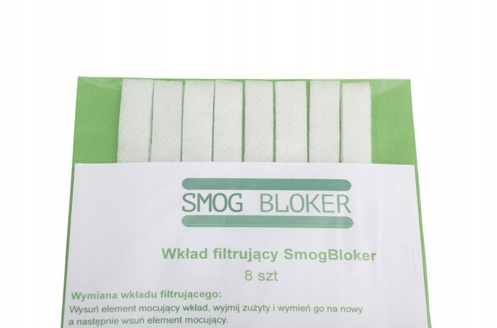 Opakowanie Smog Bloker - wkład filtrujący, komplet 8 sztuk, z instrukcją wymiany